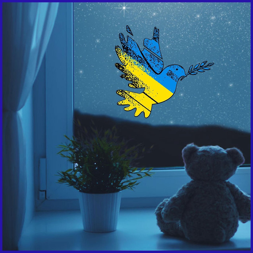 Đề Can PVC In Biểu Tượng Hòa Bình Và Chim Bồ Câu Ukrainian Dove Chống Thấm Nước Trang Trí Xe Hơi