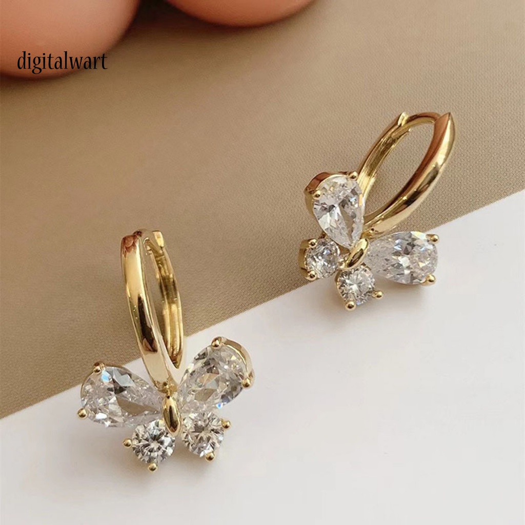Kỹ Thuật Số| 1 Đôi Bông Tai Tròn Đính Đá Zircon Thời Trang Dành Cho Nữ