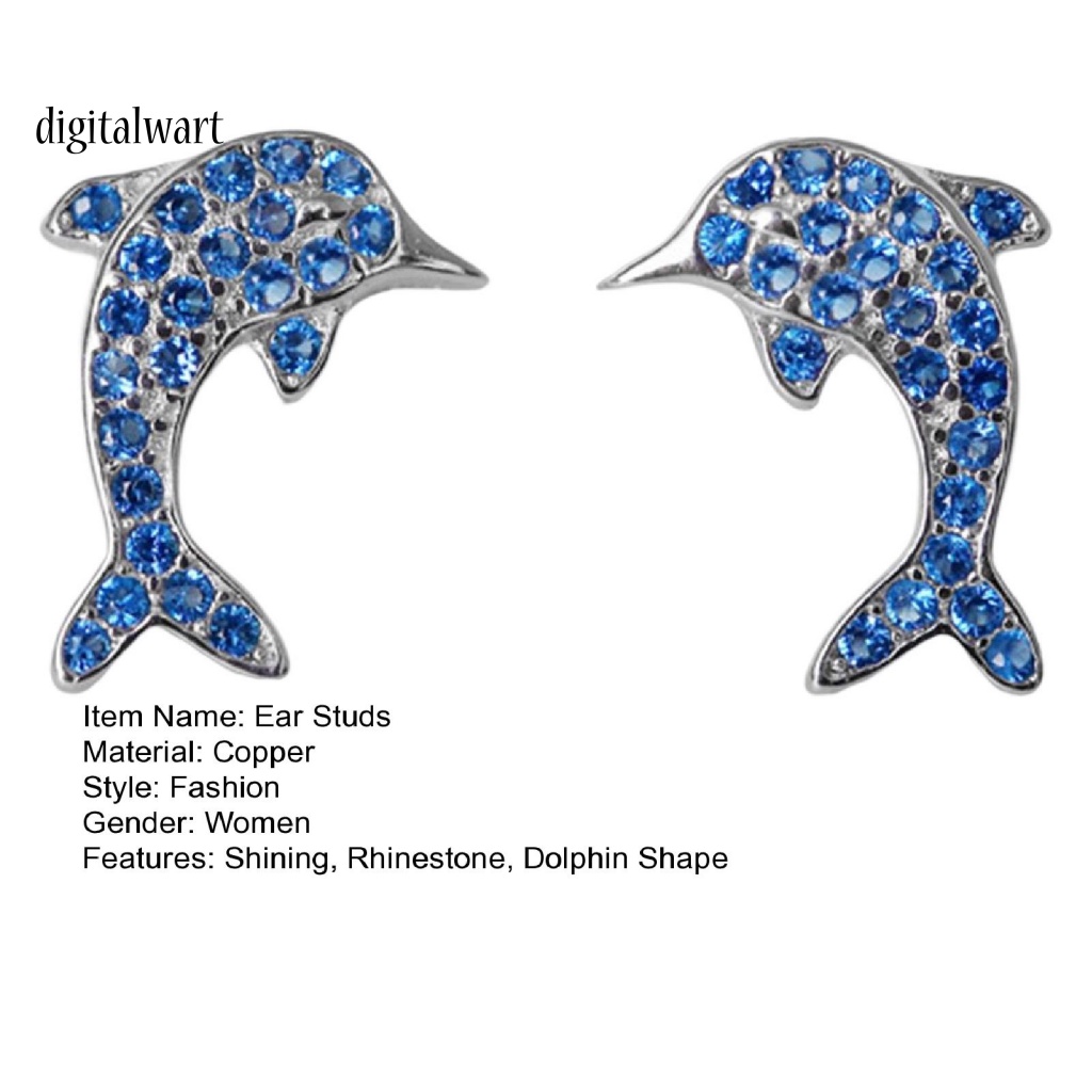 Kỹ Thuật Số| 1 Đôi Bông Tai Hình Cá Heo Đính Đá Thời Trang Dành Cho Nữ