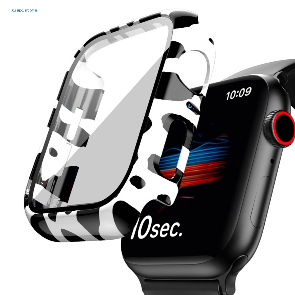 Ốp Bảo Vệ Mặt Đồng Hồ Thông Minh Bằng PC Chống Trầy Họa Tiết Da Báo Cho iWatch SE / 2 / 3 / 4 / 5 / 6