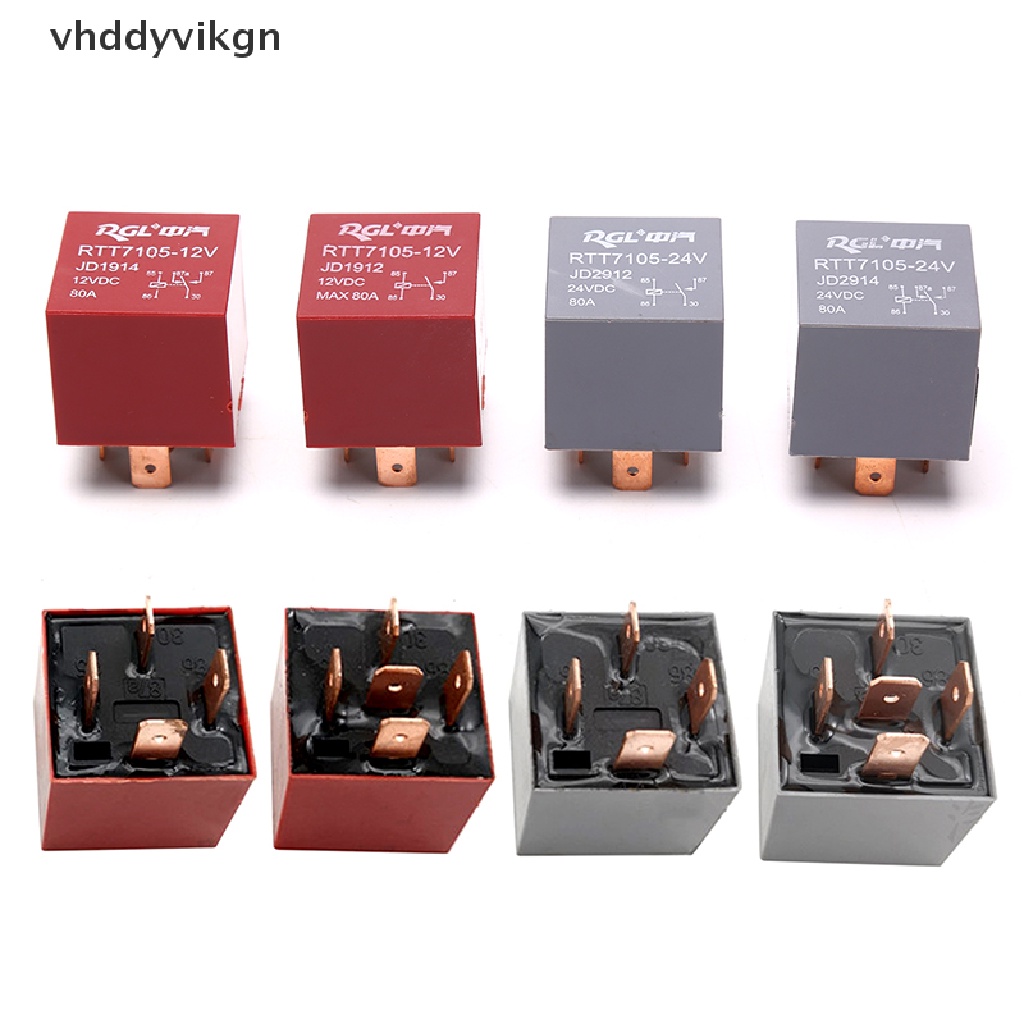 Rơ Le Hạng Nặng VHDD 4 / 5Pin DC 24V 12V 80A Chống Thấm Nước Cho Đèn Pha Xe Hơi