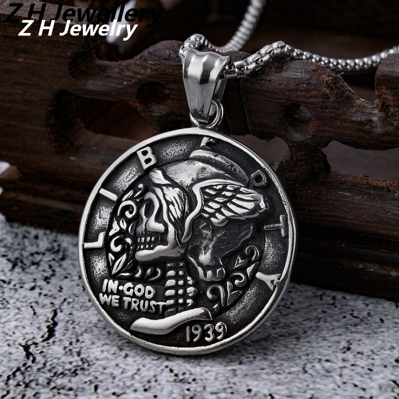 Z Vòng cổ Mặt Hình Đầu Lâu Bằng Thép Không Gỉ Phong Cách Hip Hop Thời Trang Cho Nam Và Nữ