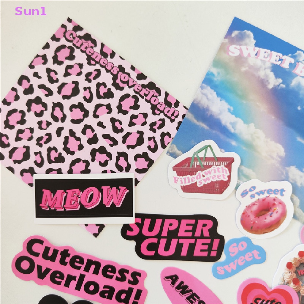 Set 1 &gt; 11 Nhãn Dán Trang Trí Nhật Ký Hình Thỏ Mèo Dễ Thương