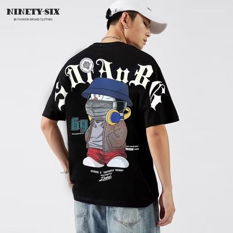 Áo Thun 100% Cotton Tay Ngắn Cổ Tròn In Hình Thời Trang Harajuku Nhật Bản Dành Cho Nam M-5