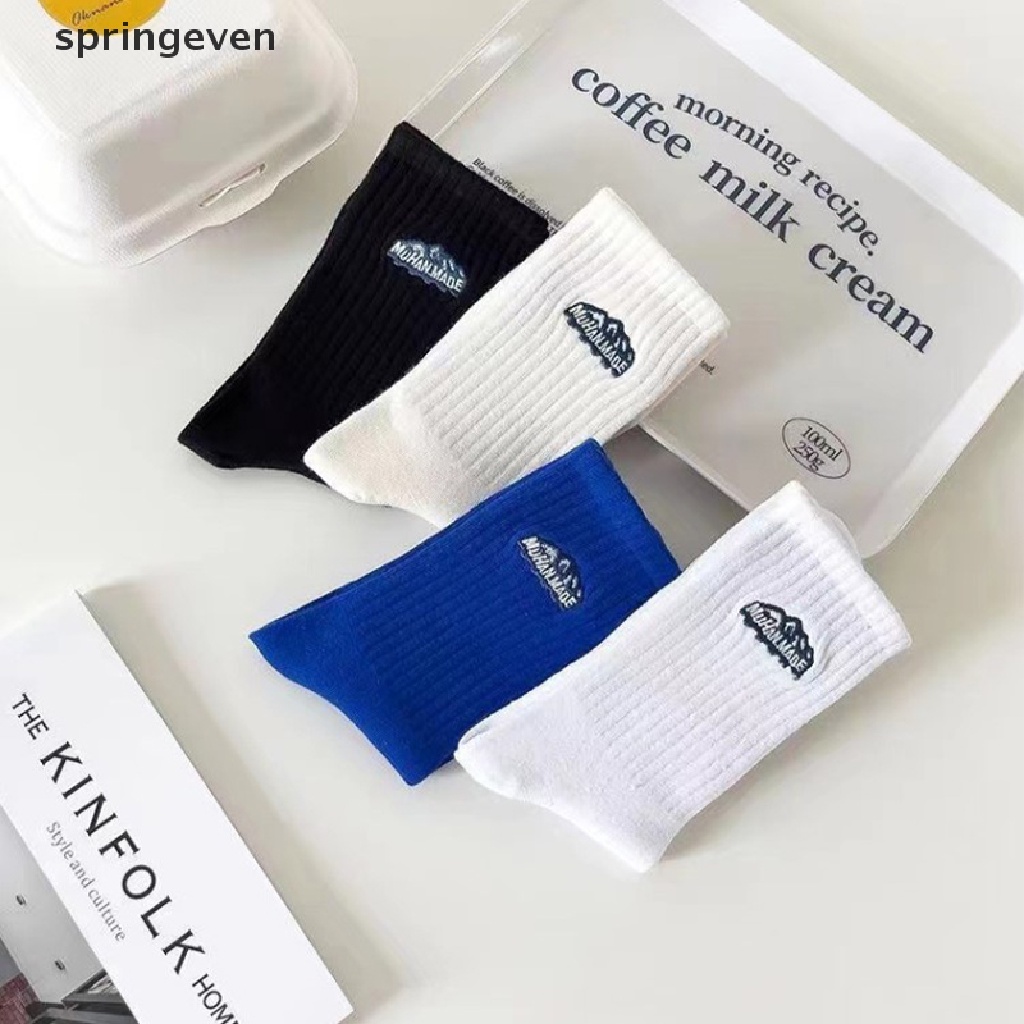 Springeven Vớ Cotton Len Dày Dặn Thêu Họa Tiết Núi Tuyết Đơn Giản Thanh Lịch Cho Nam Và Nữ Vào Mùa Đông