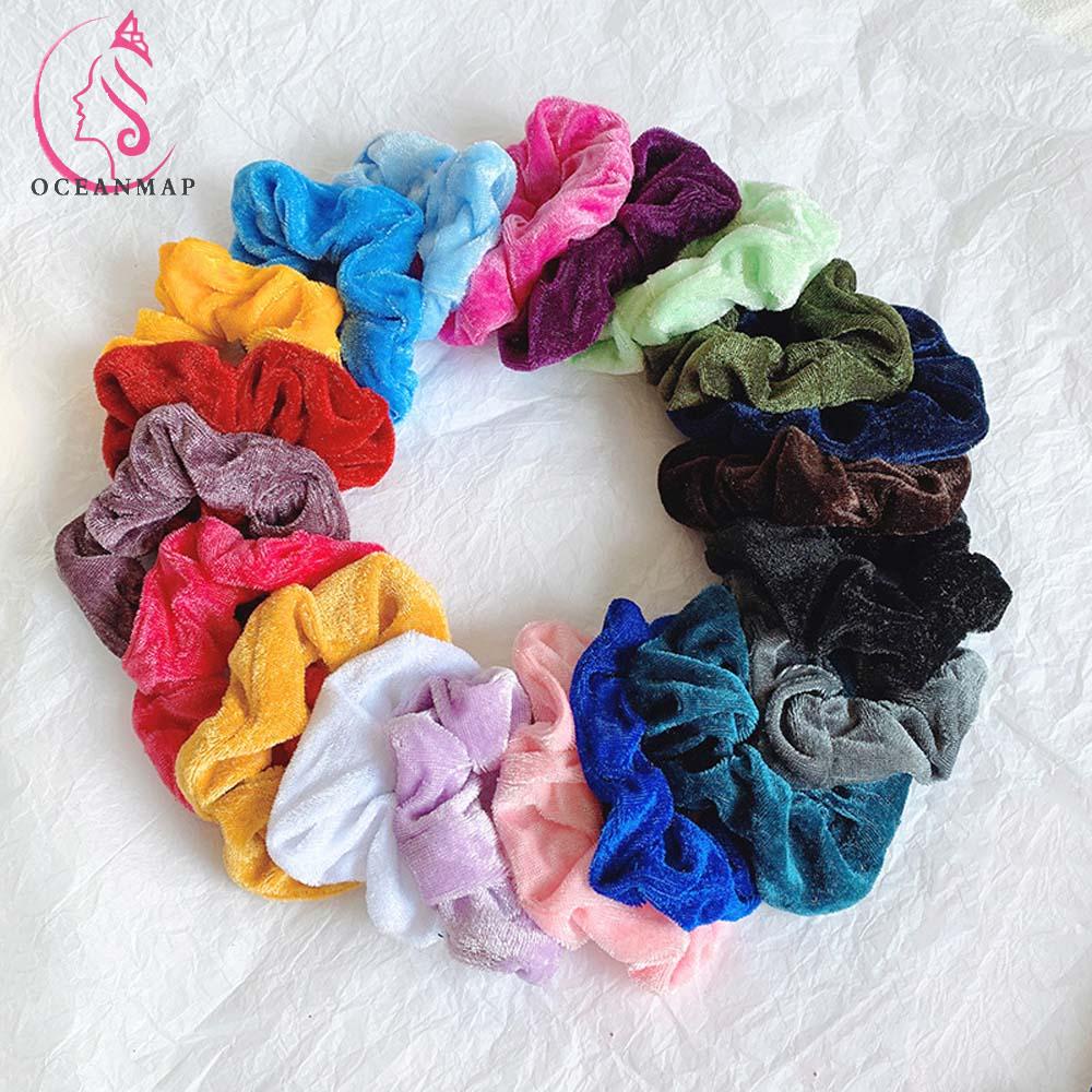 Dây Buộc Tóc Vải Nhung Màu Trơn Thời Trang Đơn Giản Cho Nữ