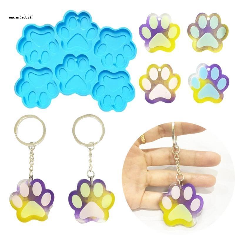 ✿ Khuôn Silicone Làm Trang Sức 6 Ô Hình Bàn Chân Mèo