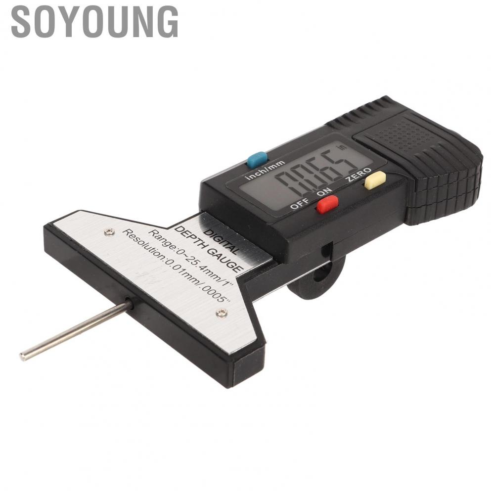Soyoung Tyre Tread Depth Gauge  Easy To Read LCD Display Portable Measuring Tool Inch Mm Conversion High Accuracy for Cars Trucks