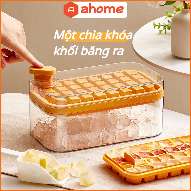 (Một Chìa Khóa, Khối Băng Ra)Khuôn Silicone Làm Đá Viên Hai Lớp/Khay Làm Đá Viên / Khay Làm Một Chìa Khóa Nhanh Chóng Có Nắp Đậy/Hộp Làm Đá