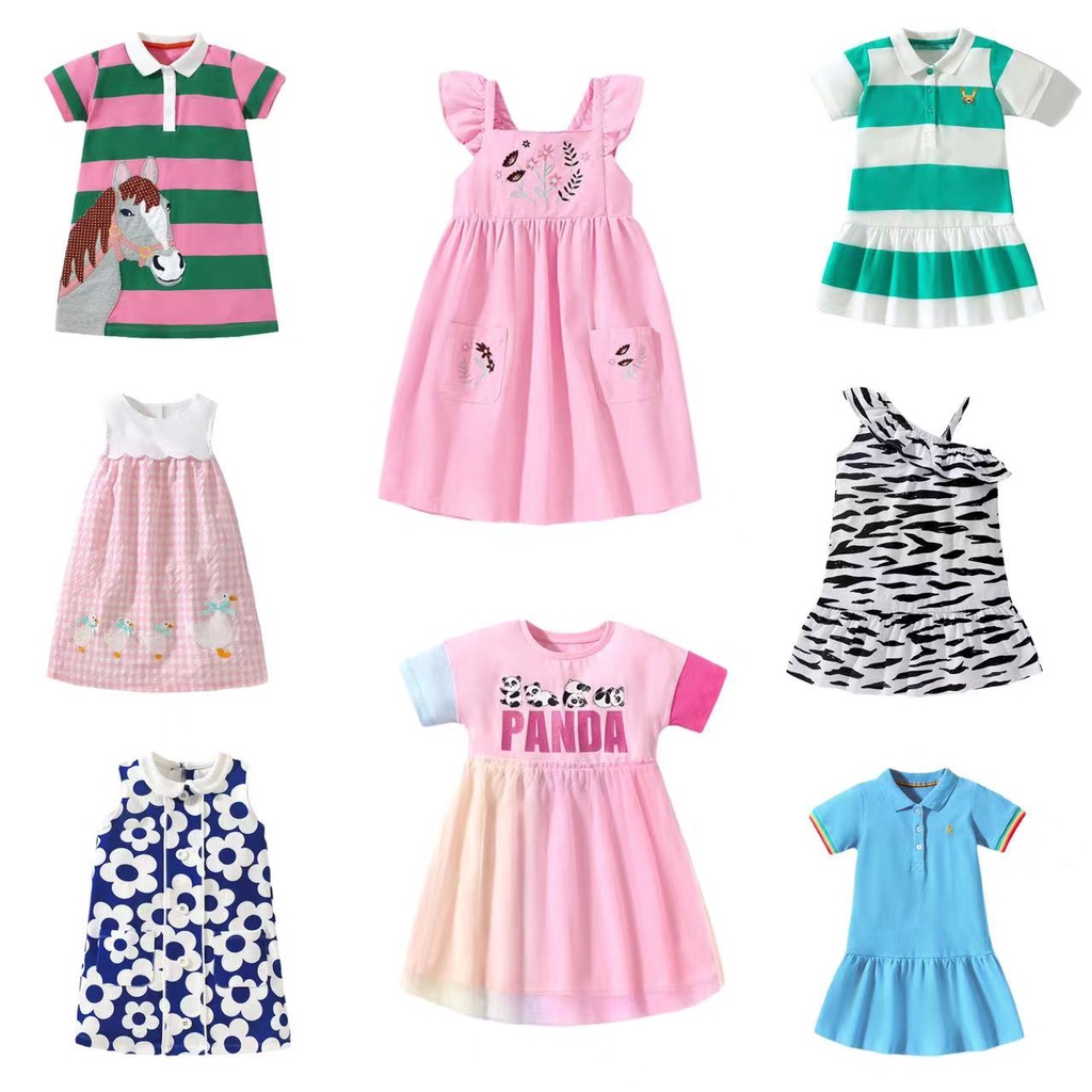Đầm Công Chúa Tay Lửng Chất Liệu Cotton Thêu Họa Tiết Xinh Xắn Cho Bé Gái