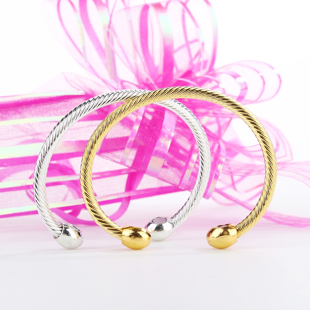 [Ts] Vòng Đeo Tay Dạng Xoắn Giảm Đau Mạ Điện Trang Trí Mở Lên Màu Nhanh Phong Cách Cổ Điển Cho Nữ