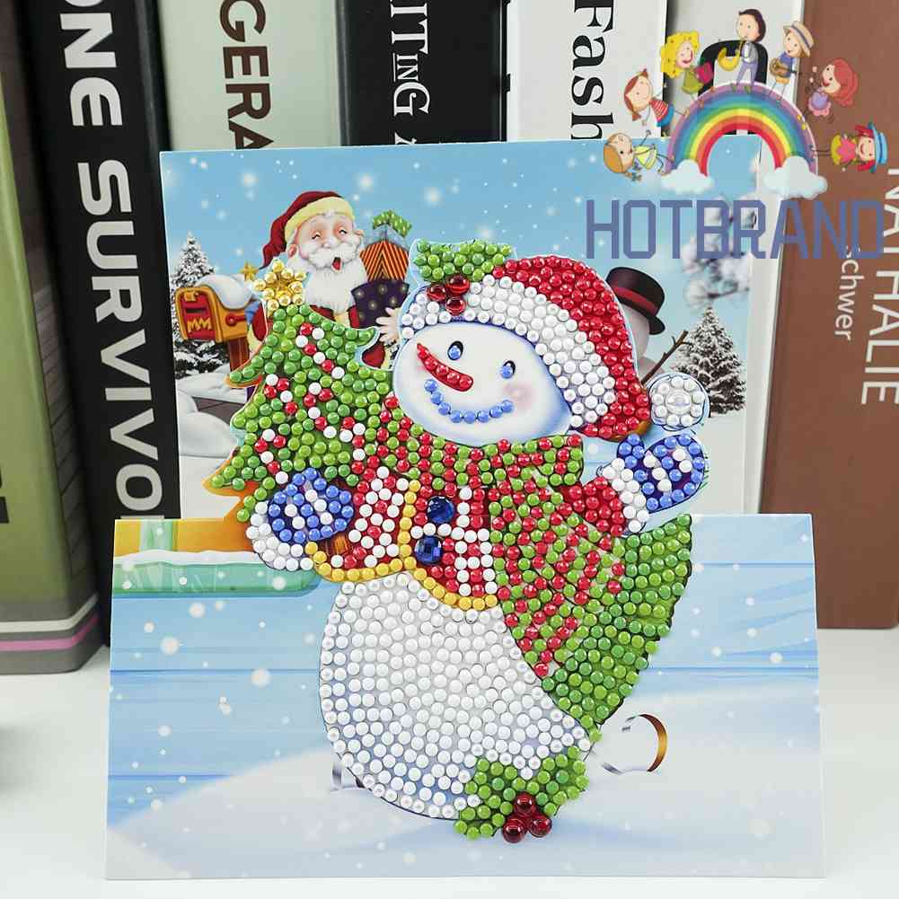 Bộ 8 Tấm Thiệp Giáng Sinh Đính Đá Hình Tranh Đính Đá Đặc Biệt