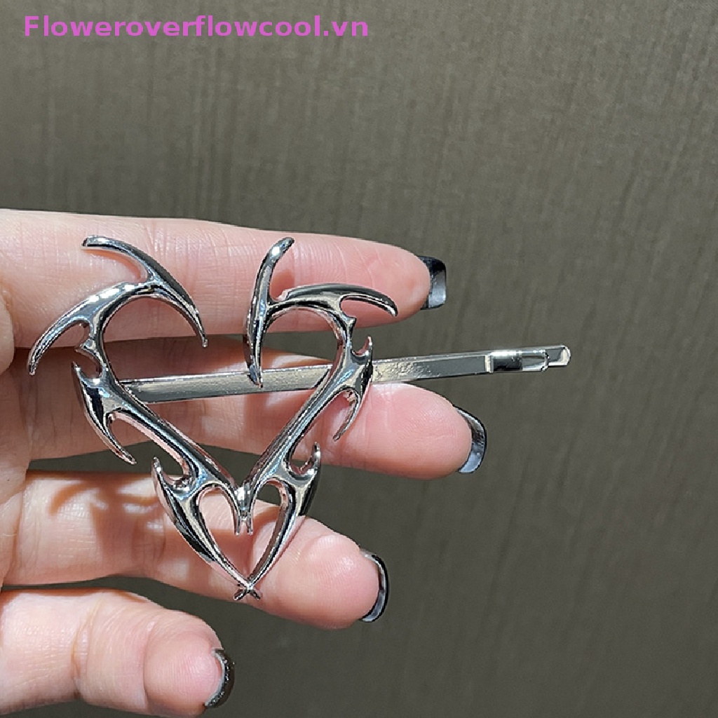 Kẹp Tóc Kim Loại Hình Trái Tim Phong Cách Hip Hop Cho Nữ