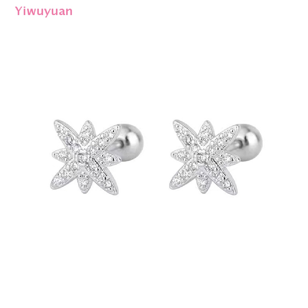 1 Đôi Khuyên Tai Đính Đá Zircon Hình Ngôi Sao Thời Trang Mới