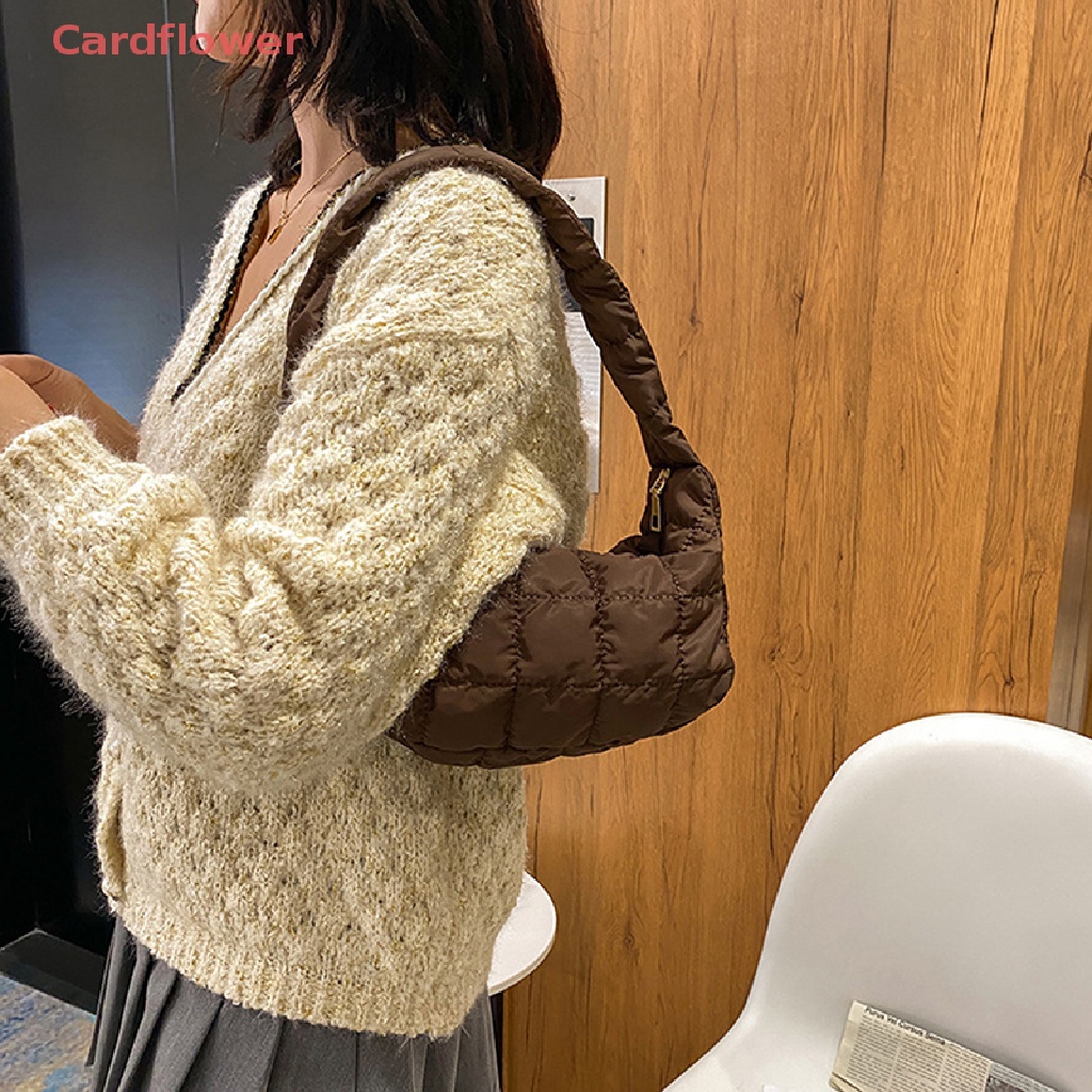 < Cardflower > Túi Xách Đeo Dưới Cánh Tay Bằng Vải Oxford Thêu Họa Tiết Hình Thoi Đơn Giản Thiết Kế Niche Mới Cho Nữ