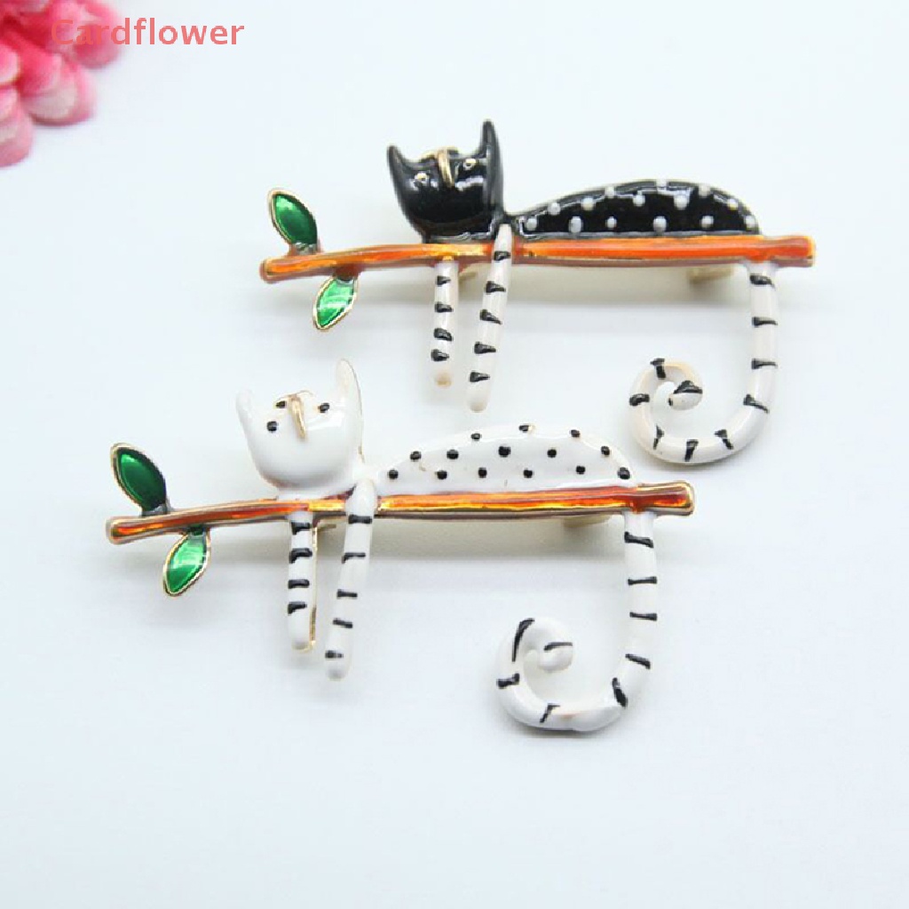 < Cardflower > Ghim Cài Áo Hình Chú Mèo Lười Trên Cây Tráng Men Phụ Kiện Thời Trang Dự Tiệc Mới Cho Nữ