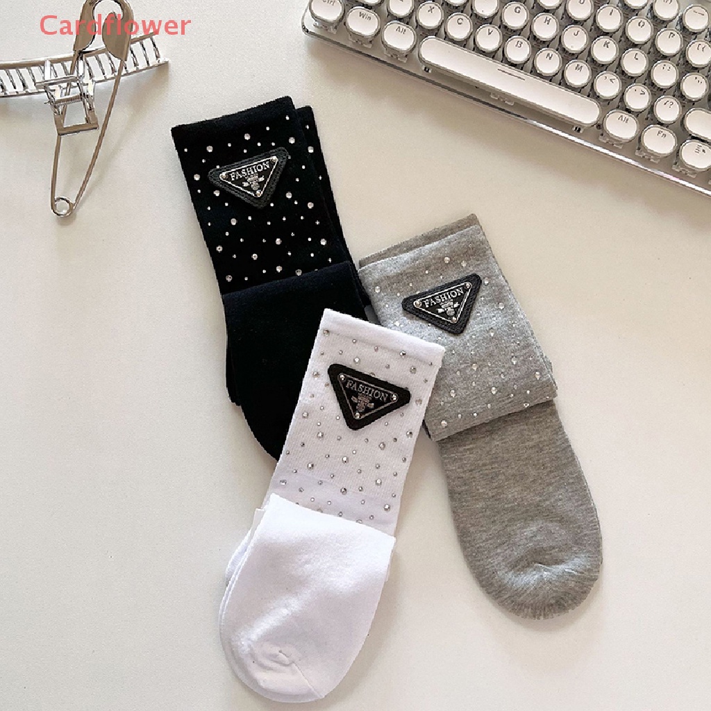 1 Đôi Vớ Cotton Nữ Họa Tiết Hình Tam Giác Thời Trang Mới