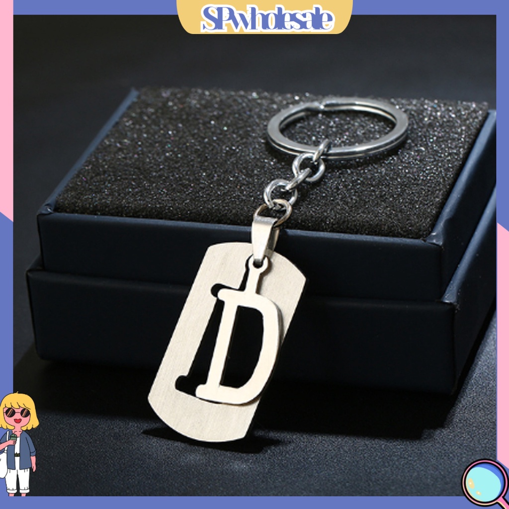<SPwholesale> Móc Chìa Khóa Dạng Ví Bề Mặt Mịn Bằng Thép Không Gỉ Có Thể Tái Sử Dụng Đa Năng In Chữ Cái A-Z Cho Nam Và Nữ