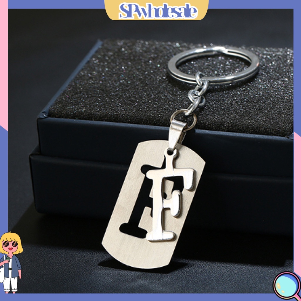 <SPwholesale> Móc Chìa Khóa Dạng Ví Bề Mặt Mịn Bằng Thép Không Gỉ Có Thể Tái Sử Dụng Đa Năng In Chữ Cái A-Z Cho Nam Và Nữ