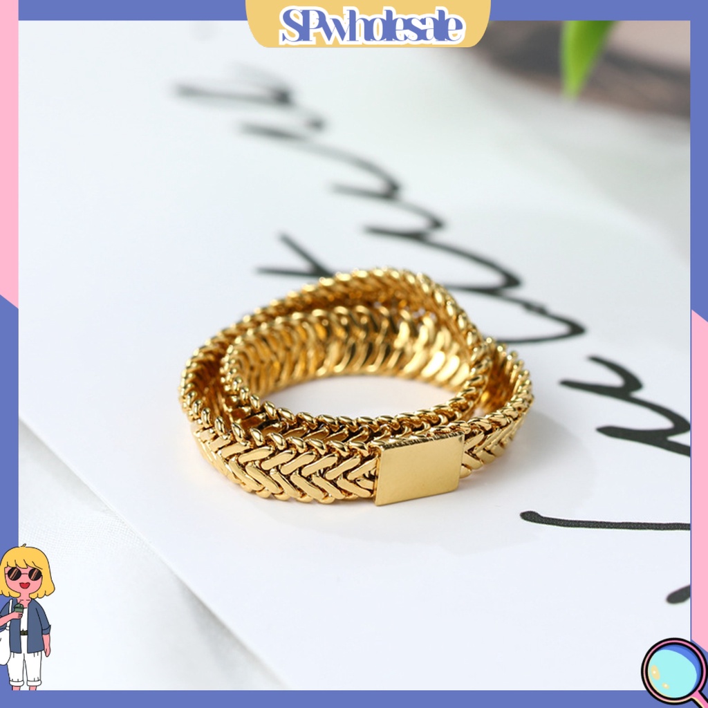 <SPwholesale> Nhẫn Đồng Hai Lớp Xếp Chồng Xương Rắn Đơn Giản