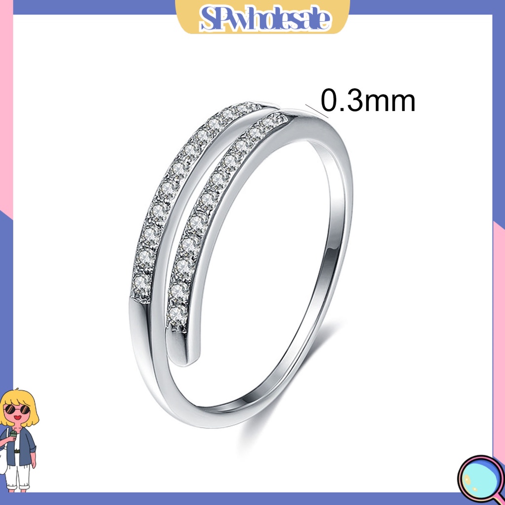 <SPwholesale> Nhẫn Hở Mạ Bạc 925 Đính Đá Zircon Đơn Giản