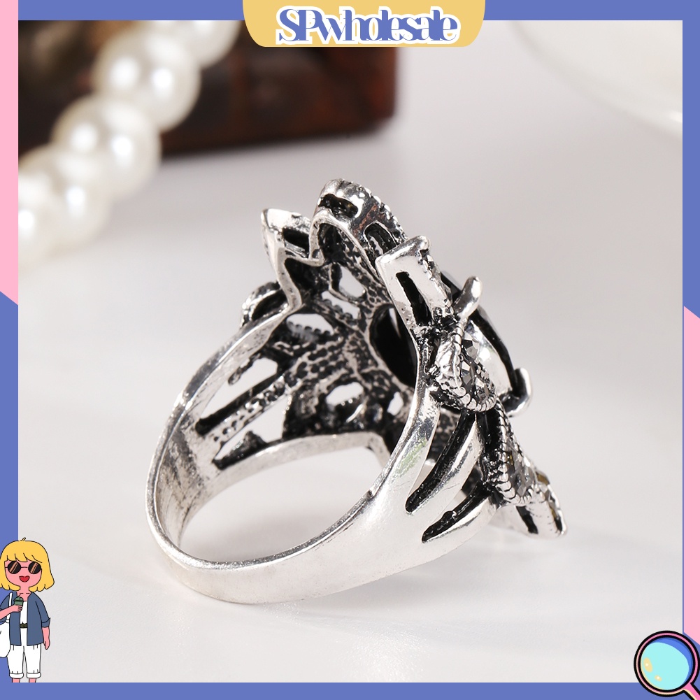 <SPwholesale> Nhẫn Hợp Kim Đính Đá Hình Hoa Phong Cách Vintage Cho Nữ
