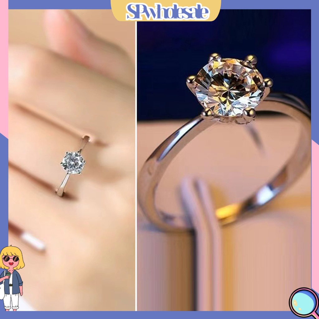 <SPwholesale> Nhẫn Đính Đá Sáng Bóng Cao Không Phai Màu Trang Trí Đám Cưới Cho Nữ