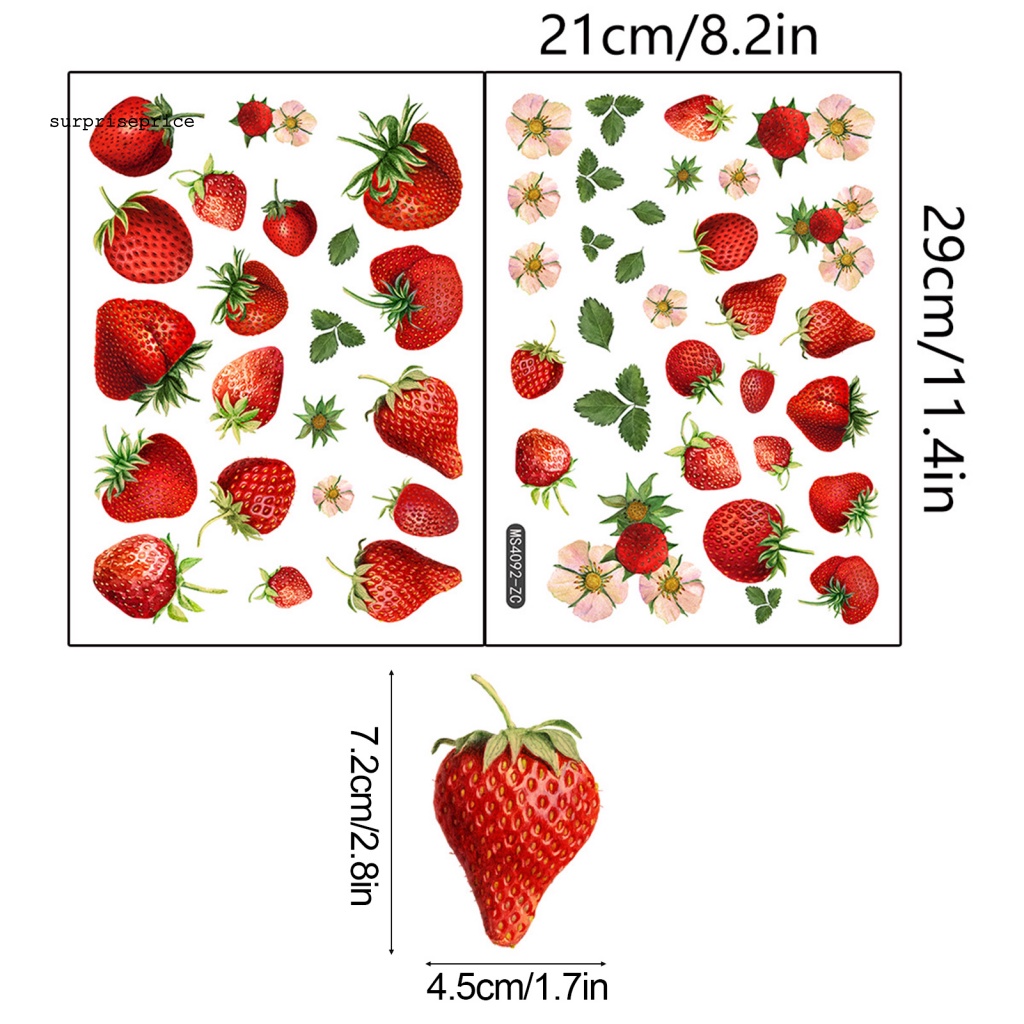 Bộ 2 Miếng Dán Tường Trang Trí Hình Lá Dâu Tây Dễ Thương