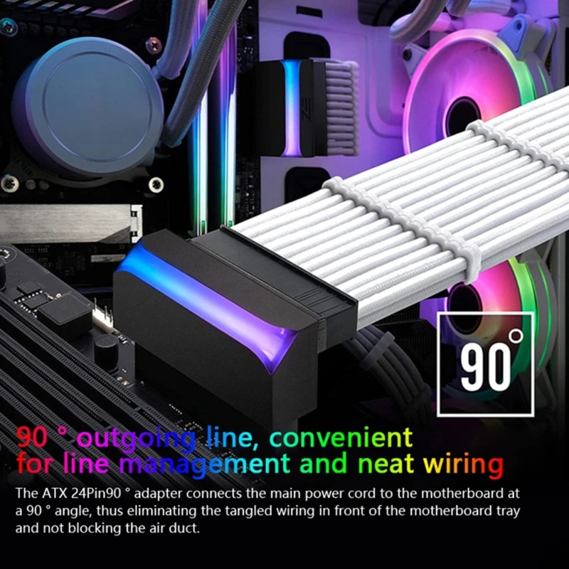 Linh Kiện Điện Tử 24Pin Đến 90 Độ° Dây Cáp Nguồn ARGB Kết Nối Máy Tính / Bo Mạch Chủ DIY