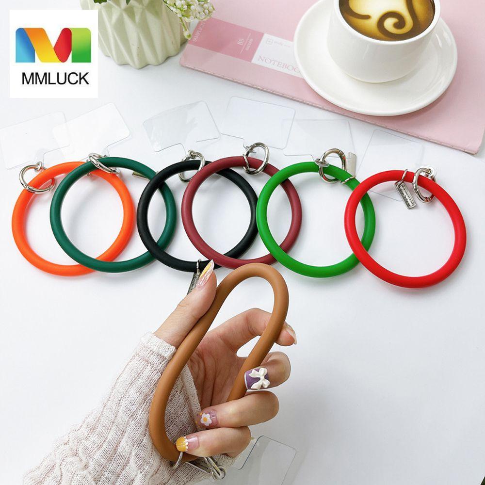 Ốp Điện Thoại Silicone Mềm Màu Trơn Chống Rơi Có Vòng Tay &amp; Móc Khóa Unisex