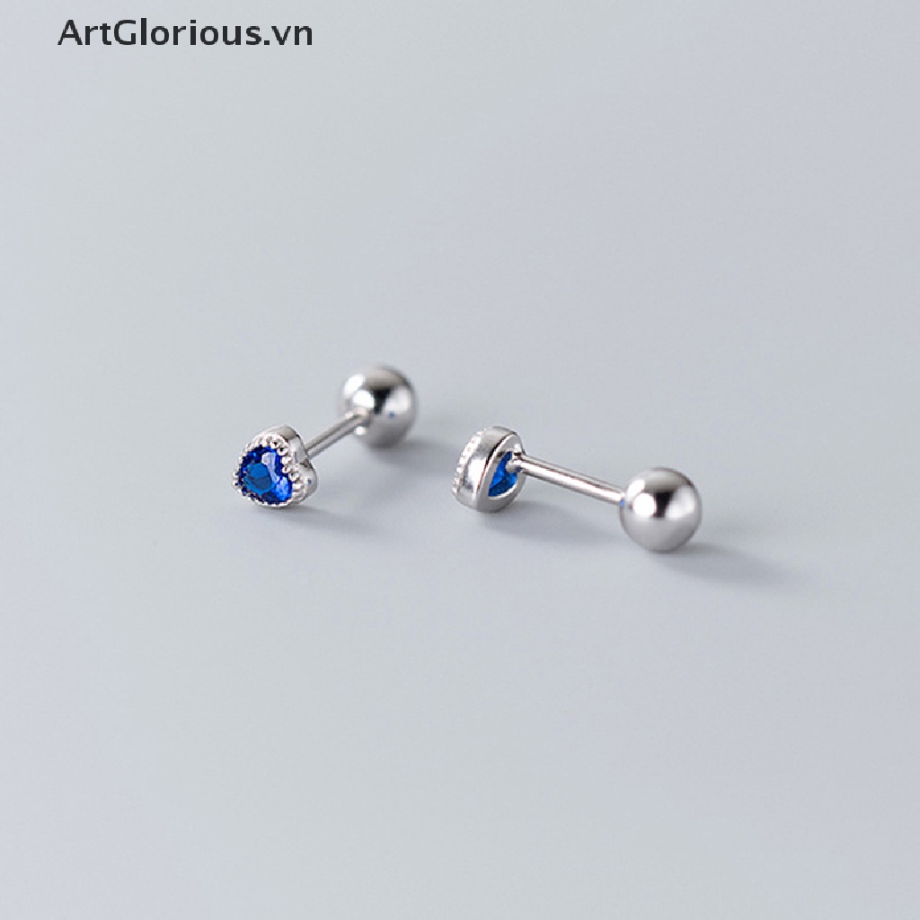 1 Đôi Bông Tai Đính Đá Zircon Hình Trái Tim Thời Trang Dành Cho Nữ
