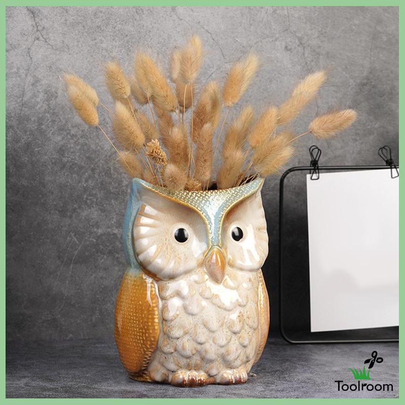 Chậu Hoa Hình Chim Cú Hoạt Hình Dùng Trang Trí Trong Nhà