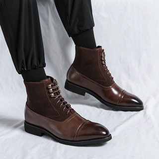 Giày boot da cổ cao có dây buộc cho nam size 38-46
