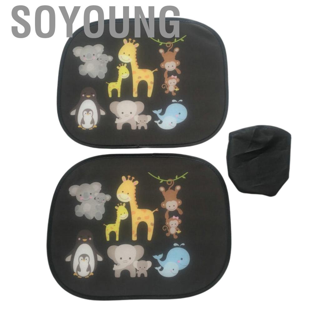 Soyoung 2Pcs Car Window Shades for Baby Cartoon PVC Electrostatic Film Side Sun Shade Sticker