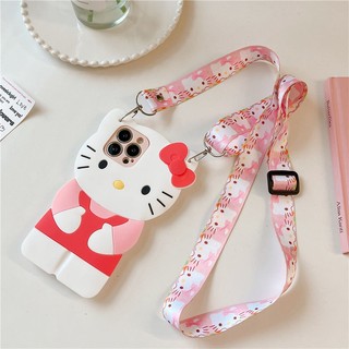 Dành Cho Samsung Galaxy A13 A14 A22 A23 A32 A33 A53 A73 A72 A52 A52s A55 A35 A25 A15 A05 Sanrio 3D Phim Hoạt Hình Hello Kitty Mềm Chống Sốc Ốp điện thoại Có Dây Buộc
