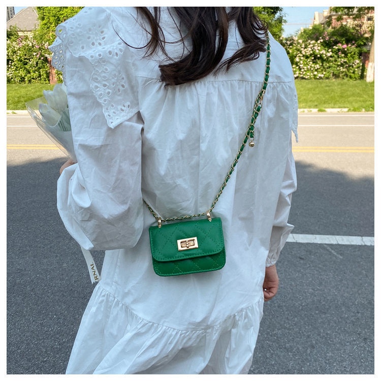 Túi Xách Mini Đính Đá Phối Dây Xích Thời Trang Cao Cấp Cho Nữ