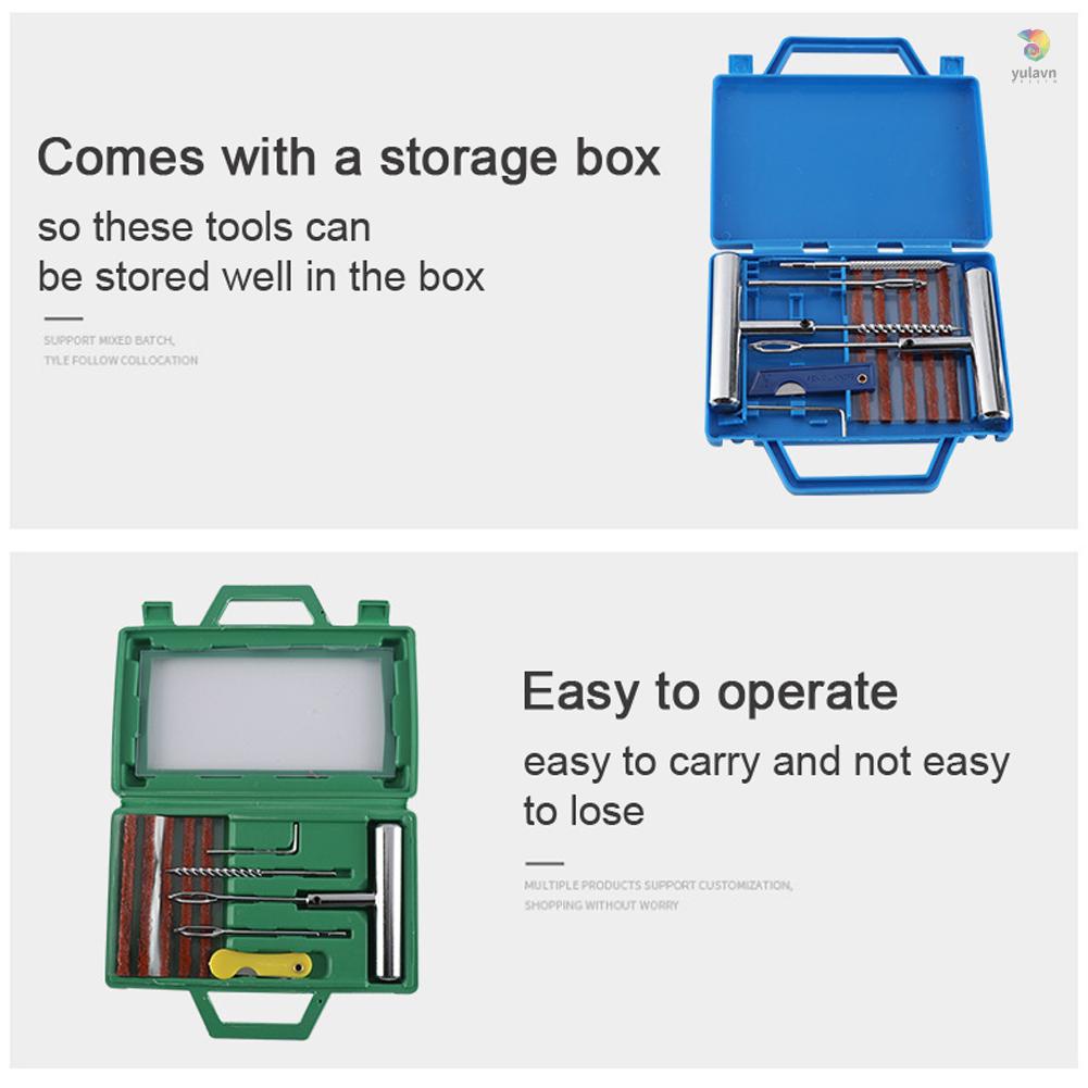 Bộ 12 Dụng Cụ Sửa Chữa Lốp Xe Kèm 5 Dải Cao Su