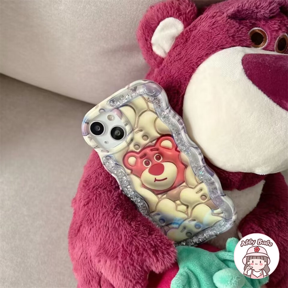 Ốp Điện Thoại TPU Mềm Cát Chảy In Hình Gấu Dâu Tây Chống Mồ Hôi Cho IP 14 Pro Max IP 11 12 11 Pro Max X XS