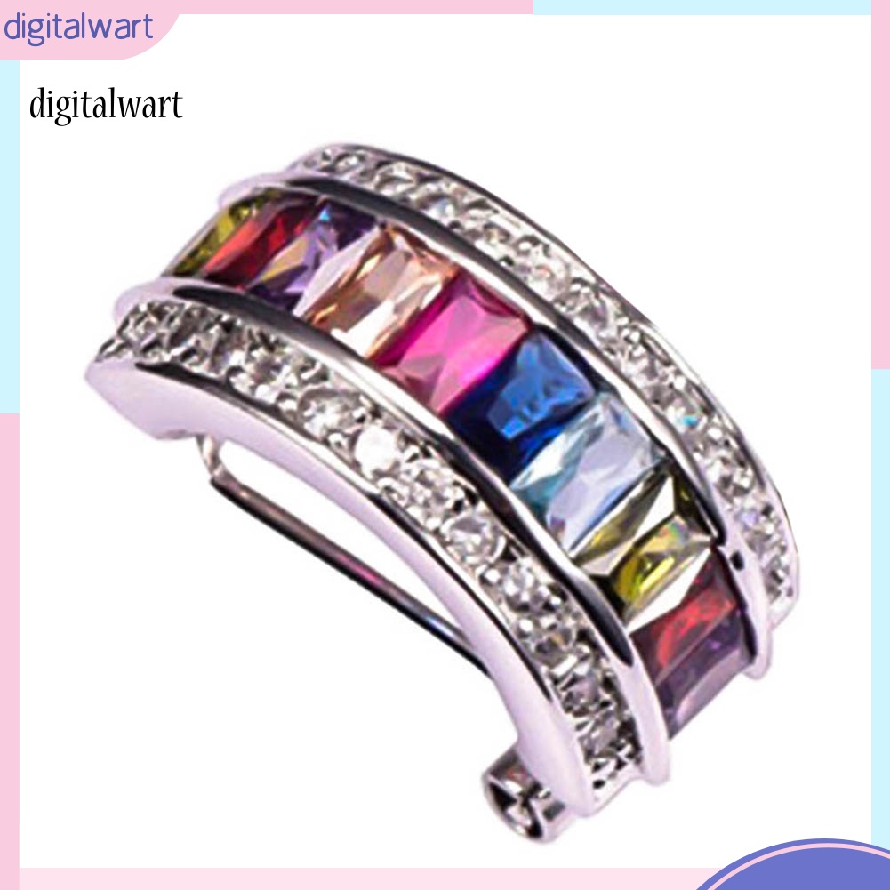 Kỹ Thuật Số| 1 Khuyên Vành Tai Chữ Nhật Đính Đá Nhiều Màu Sắc Lấp Lánh