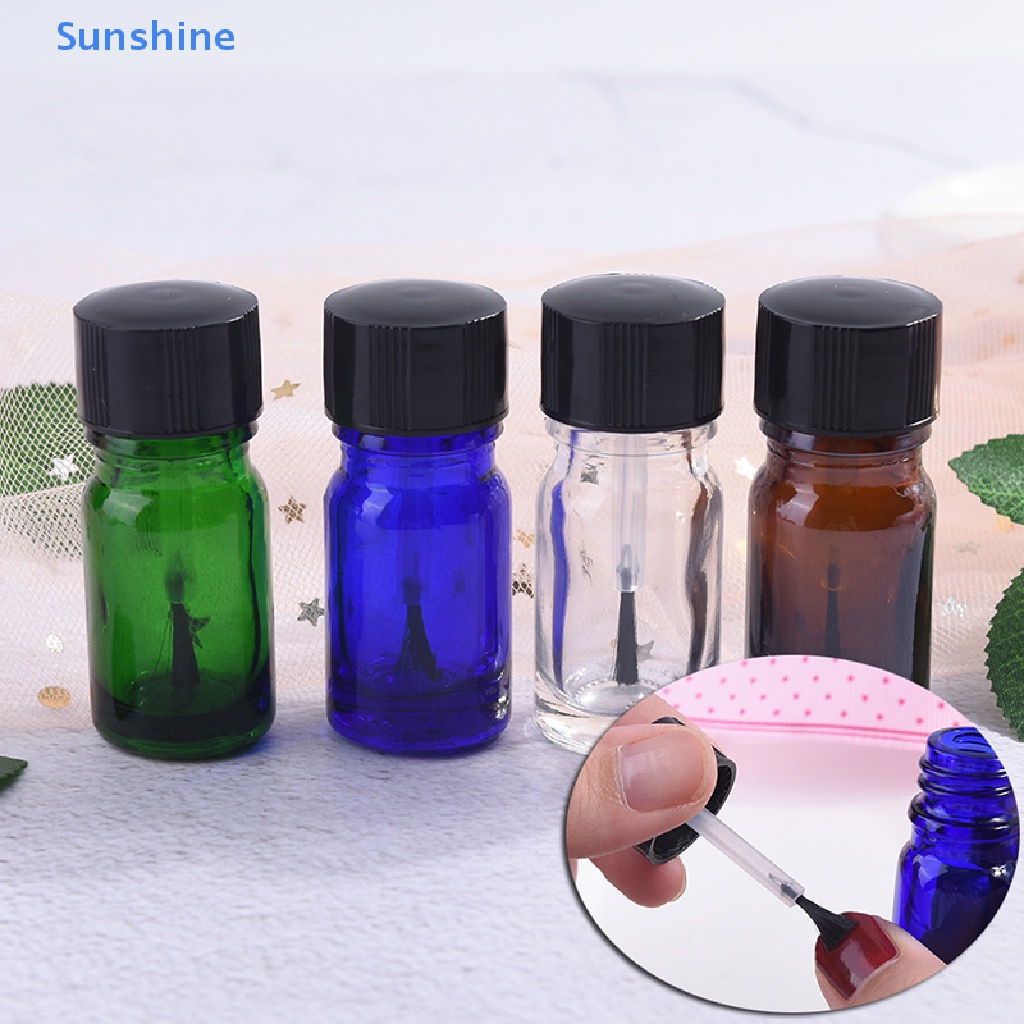 Lọ Thủy Tinh Rỗng 4 Màu Trong Suốt Dung Tích 5ml Đựng Gel Sơn Móng Tay Kèm Cọ Tiện Dụng