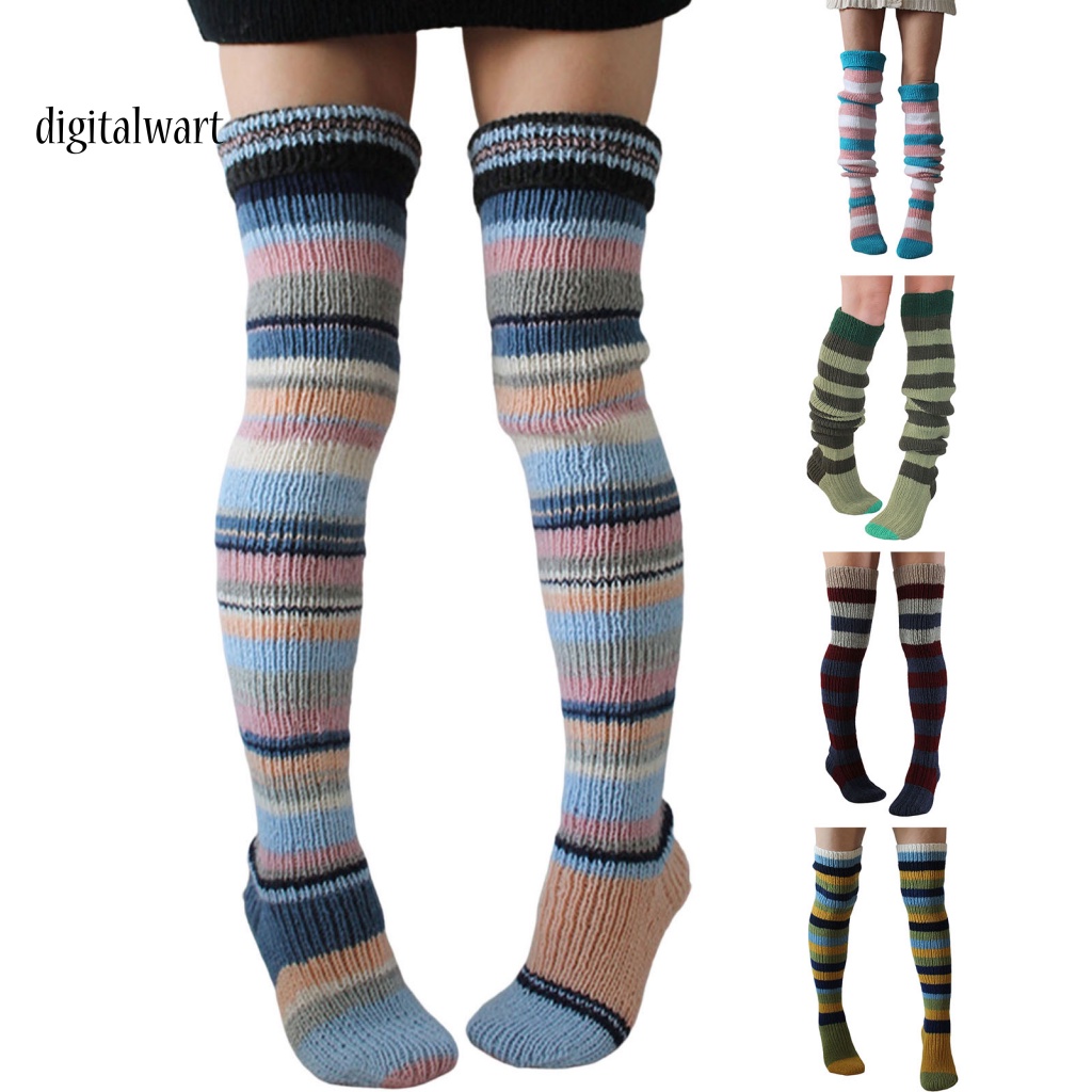 Kỹ Thuật Số| 1 Đôi Tất Dệt Kim Dày Co Giãn Mềm Mại Chống Gió Giữ Ấm Mùa Thu Đông Cho Nữ