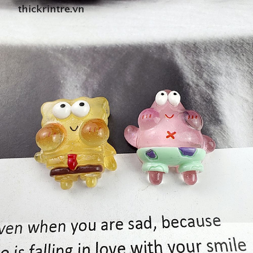 Set 2 Vòng cổ / Móc Khóa Mặt Đá Resin Phát Quang In Họa Tiết Hoạt Hình Vui Nhộn