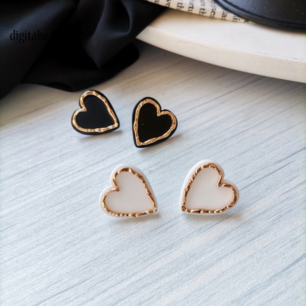 Kỹ Thuật Số| 1 Đôi Bông Tai Hình Trái Tim Tráng Men Tinh Tế Quyến Rũ Dành Cho Nữ