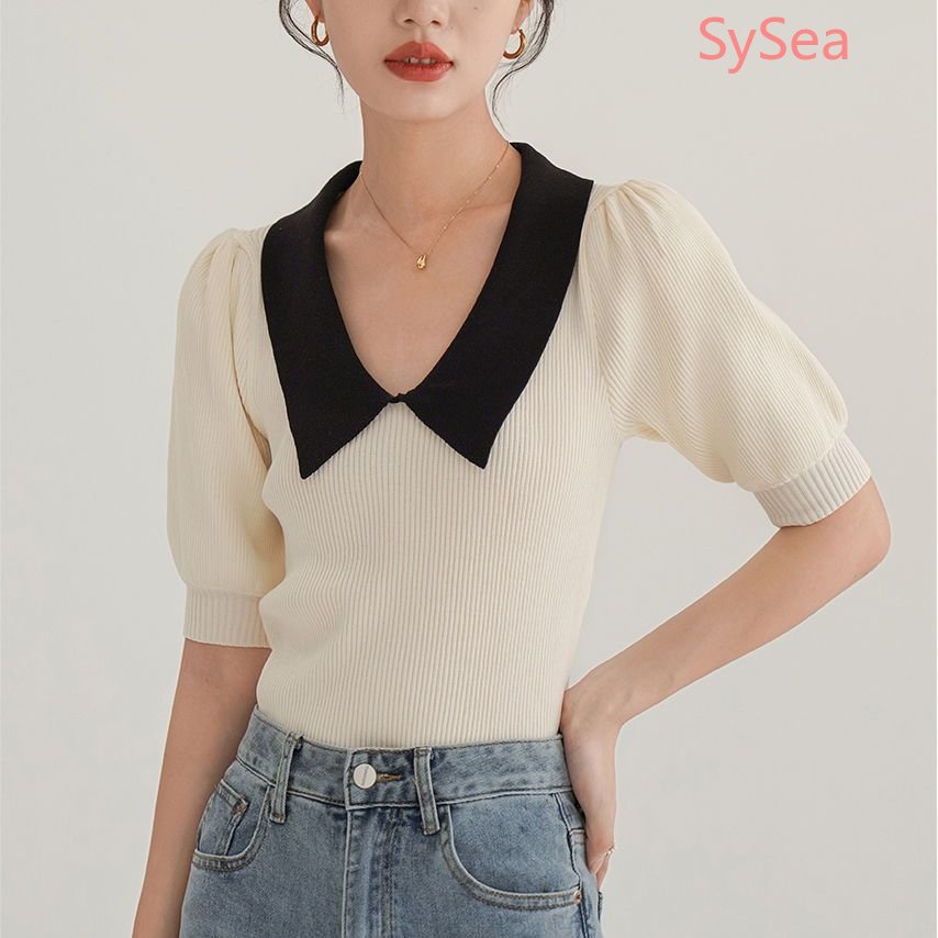 Áo Sơ Mi Tay Phồng Cổ Bẻ Thời Trang Mùa Hè Phong Cách Retro Cho Nữ