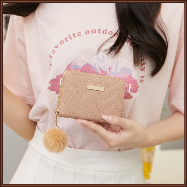 Ví Da Pu Có Khóa Kéo Họa Tiết Thêu Xinh Xắn Cho Nữ