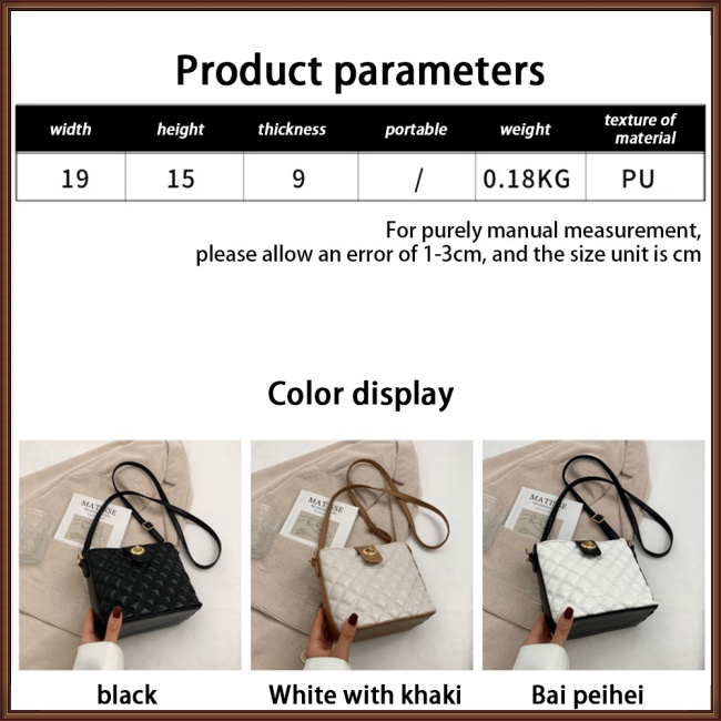 Túi Da Pu Đeo Chéo Mini Họa Tiết Kim Cương Đơn Giản Thời Trang Cho Nữ