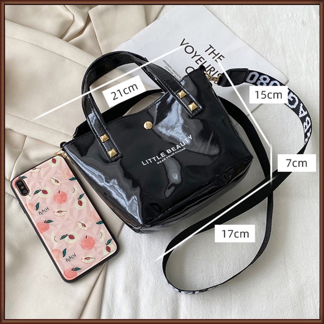 Túi Đeo Chéo Vai Bằng Da Nhân Tạo In Chữ Có Khóa Nam Châm Dành Cho Nữ