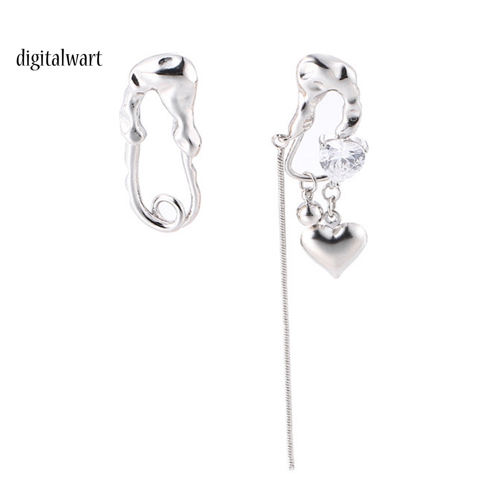 Kỹ Thuật Số| 1 Đôi Bông Tai Hình Kẹp Giấy Xếp Ly Không Đối Xứng Hình Trái Tim Dành Cho Nữ