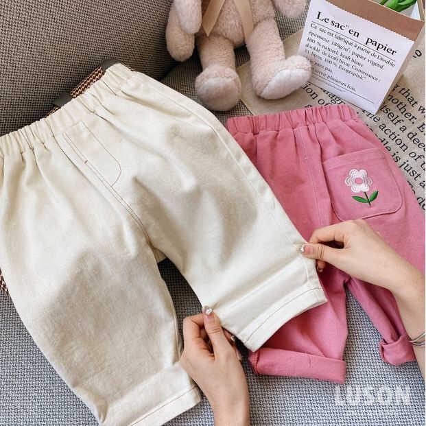 Quần Dài Thêu Họa Tiết Dễ Thương Thời Trang Xuân Thu Cho Bé Gái