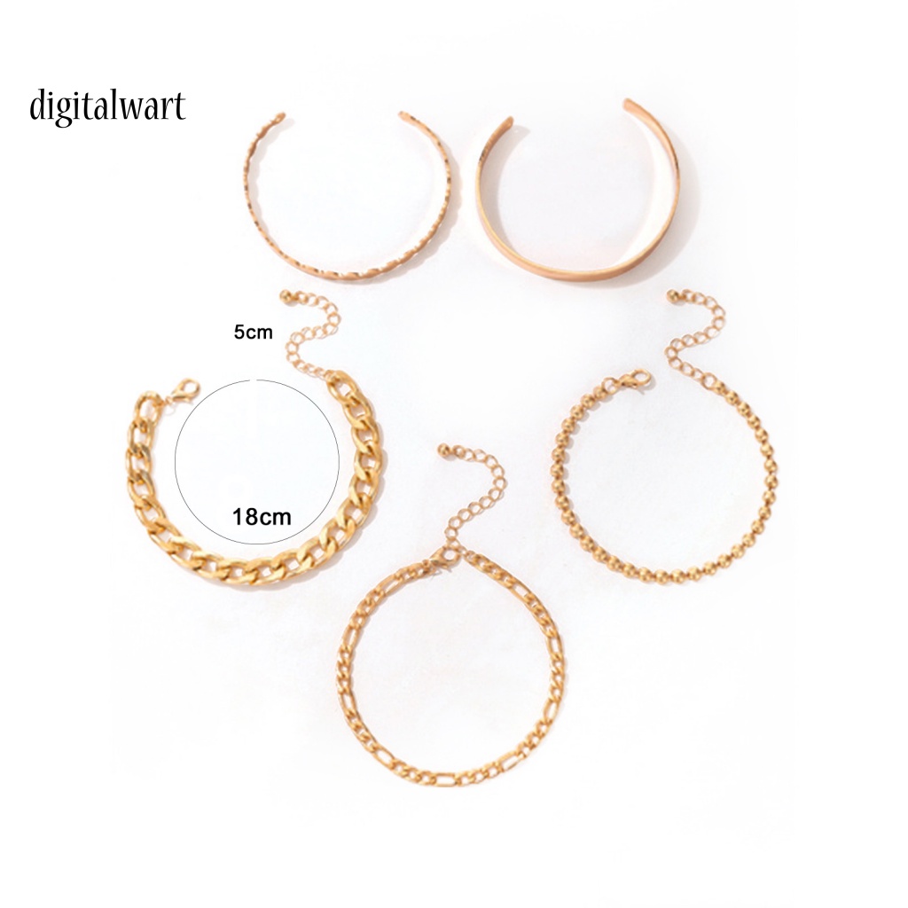 Kỹ Thuật Số| Set 5 Vòng Tay Hợp Kim Kiểu Dáng Hình Học Phong Cách Bohemian Thời Trang Cho Nữ